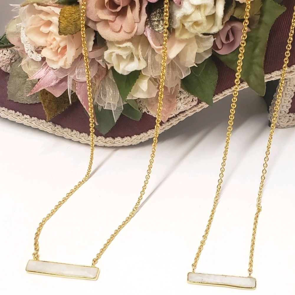 2 Unique Vintage Glass Stone Pendant Necklaces